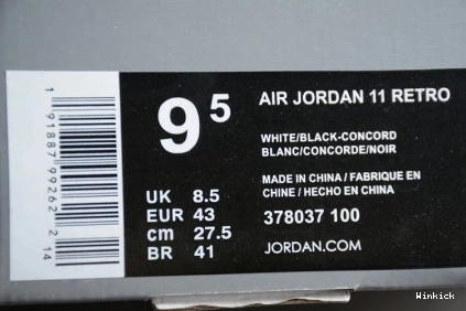AIR JORDAN 11 "CONCORD" 378037-100 2018 0725